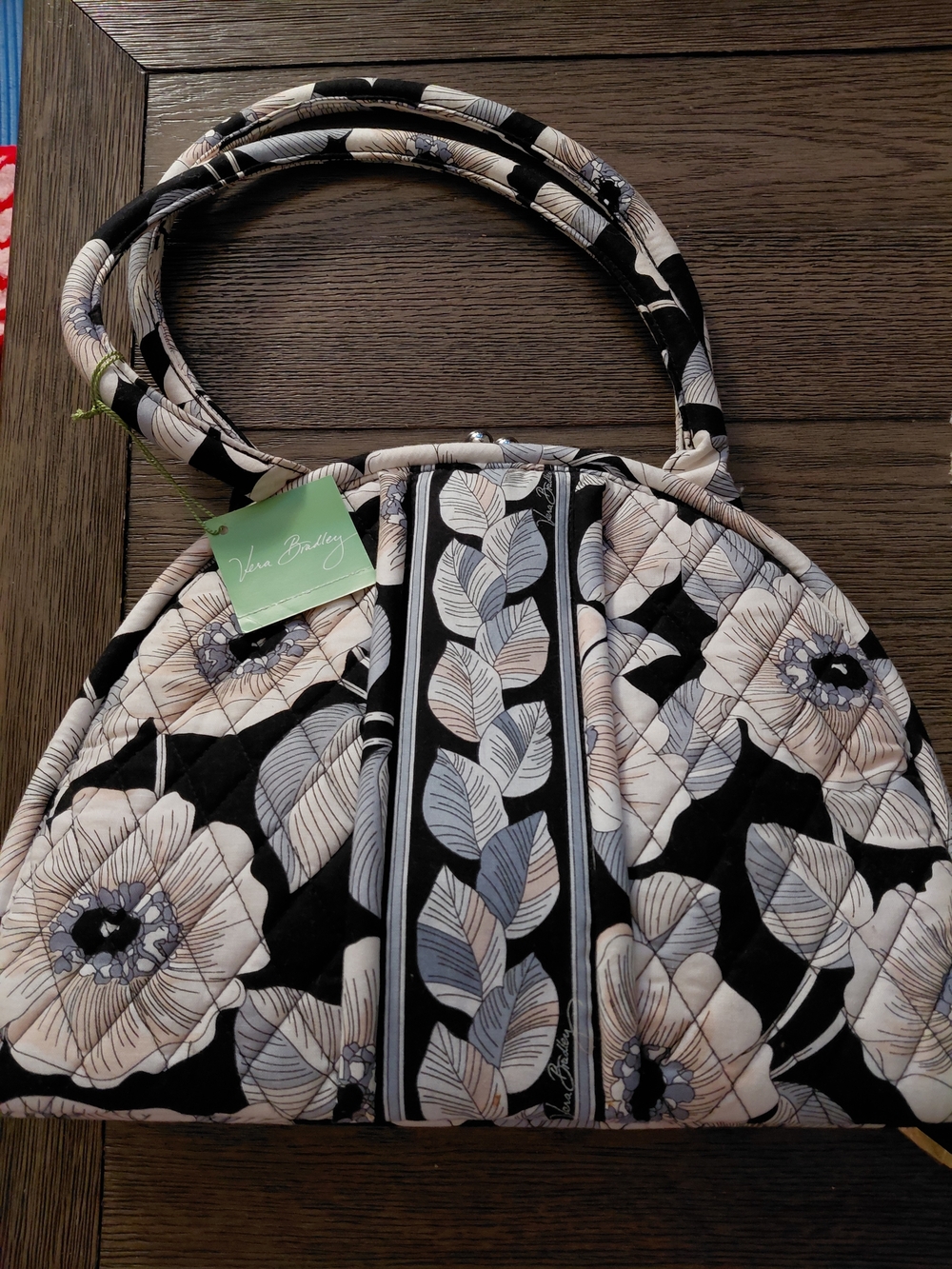 Vera Bradley Black Floral Quilted Dome Satchel